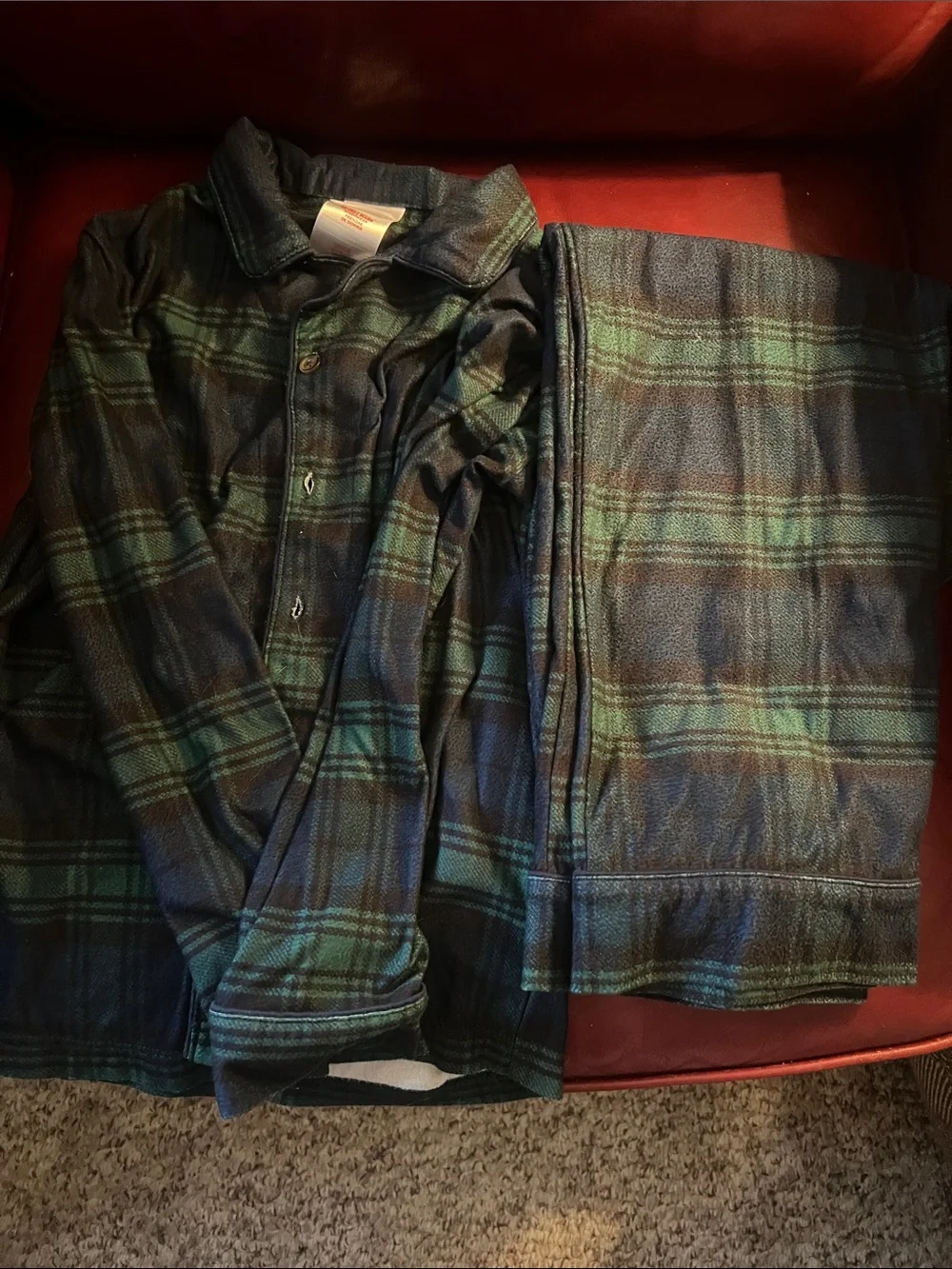 Wondershop Green and Navy Plaid Kids Pajama Set